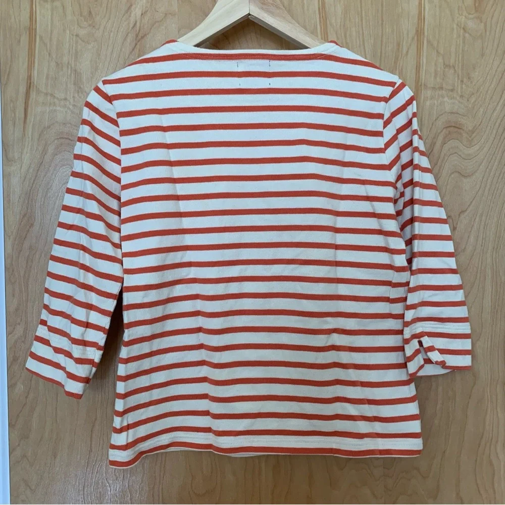 Armor Lux Orange and Cream Striped Long Sleeve Tee - Picture 3 of 6